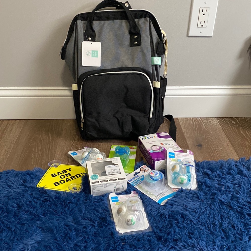 baby backpack with baby items